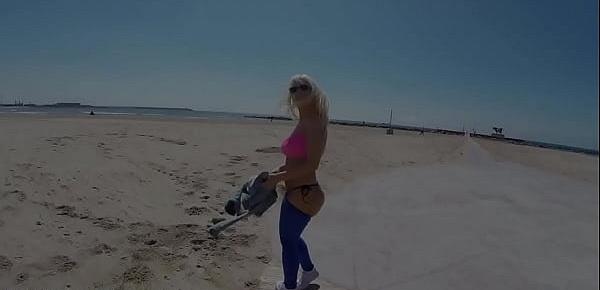  Busty amateur slut gets caught fucking outdoor